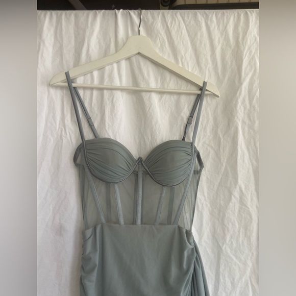 Miss Circle Grey Ruched Draping Mesh Corset Dress Size XS - Picture 5 of 16